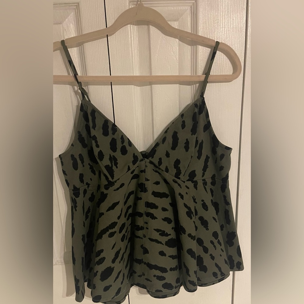 Stylish Olive Green and Black Women's Top
